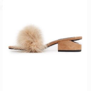 Alexander Wang Lou Feather Suede Slides
